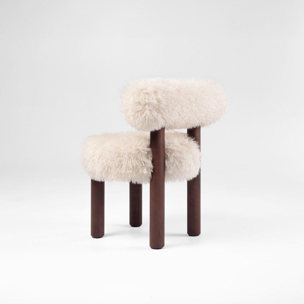 Faux Fur Contemporary Dining Chair 'Fluffy' by Noom, Gropius CS2, White For Sale