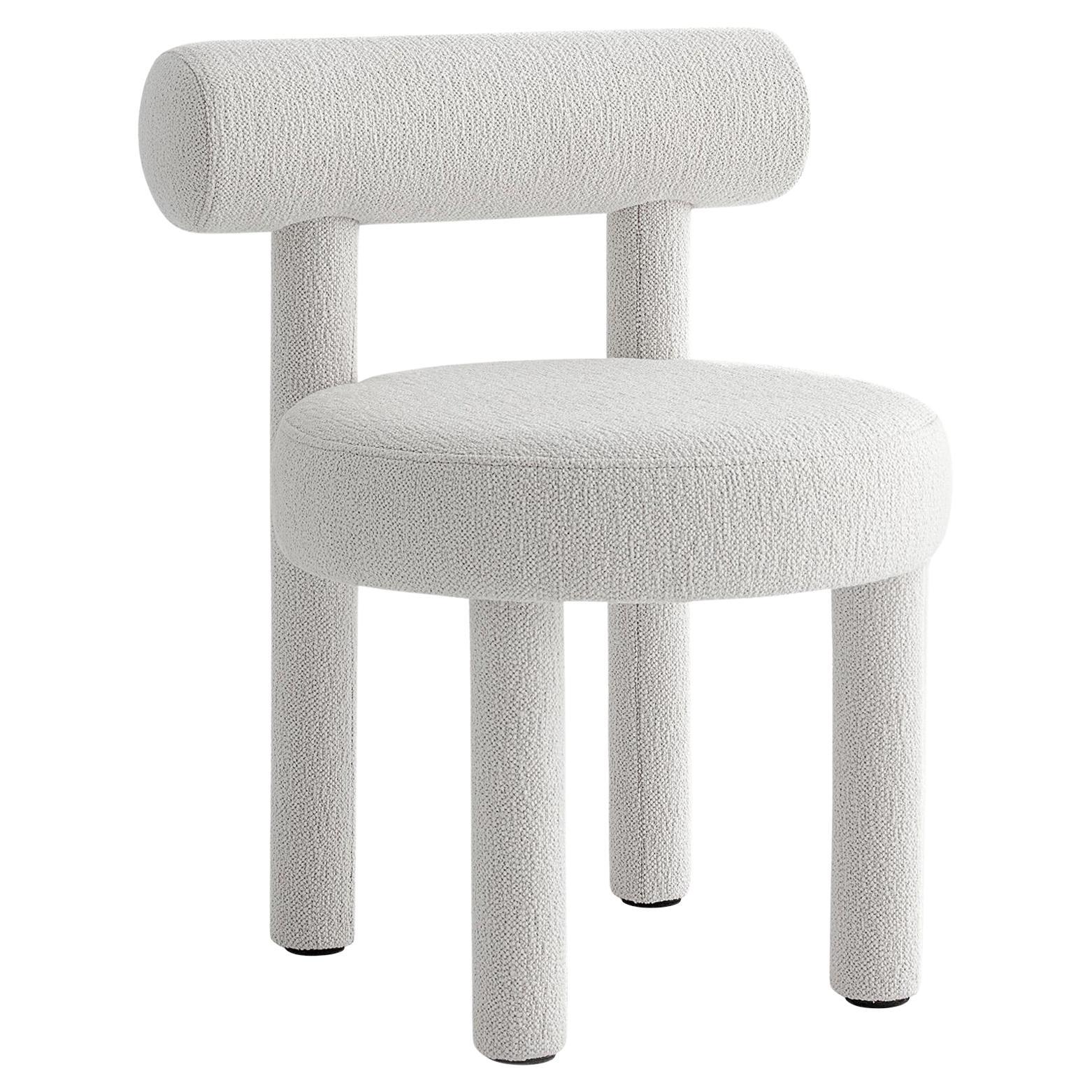 Contemporary Dining Chair 'Gropius CS1' by Noom, Barnum White Bouclé