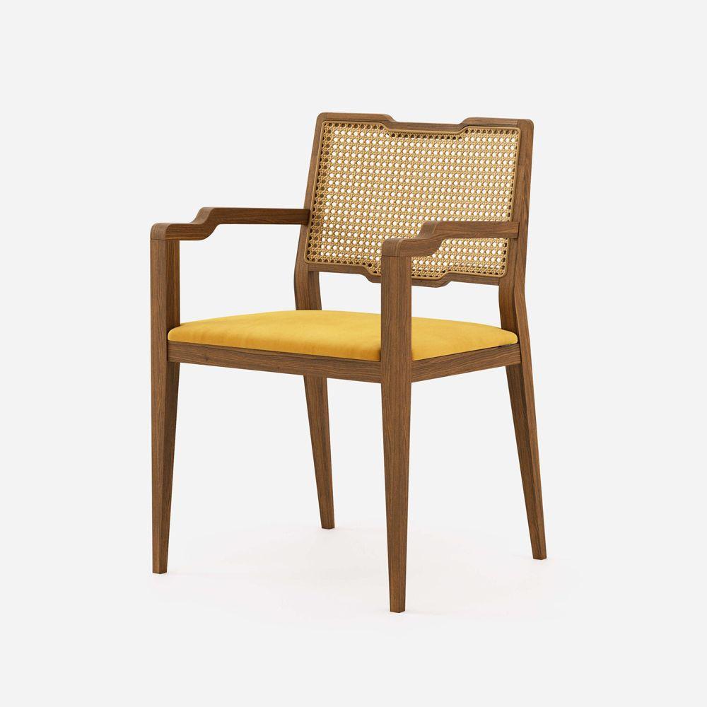 Fabric Contemporary Dining Chair in Matte Walnut