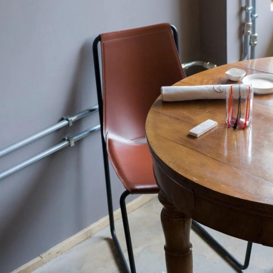 Contemporary Dining Chair In Sled Base Offered In Leather For Sale 1