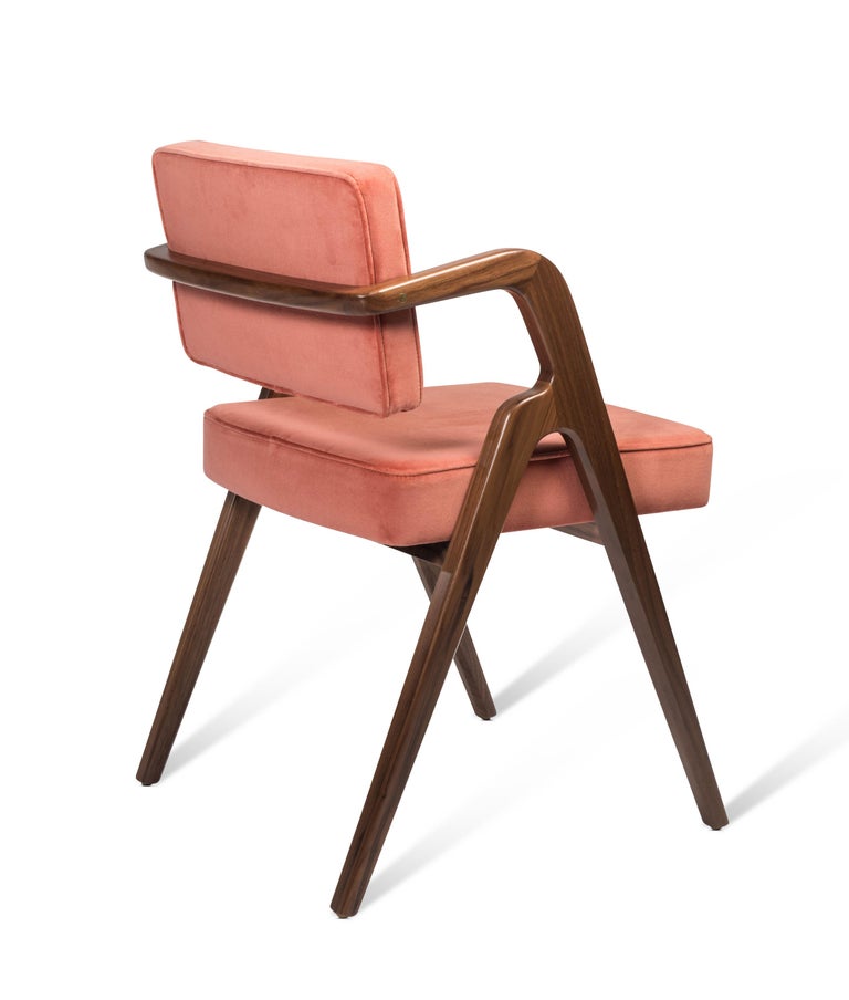 Solid Wood And Velvet, Modern Handmade Wooden Dining Chair Design