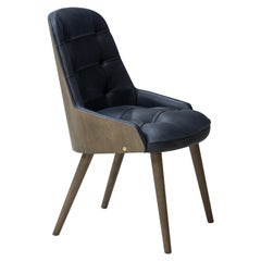 Contemporary Dining Chair Offered in Black Leather