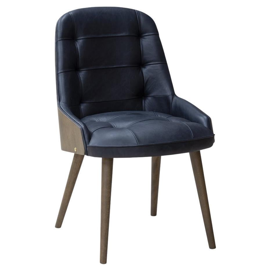 Contemporary Dining Chair Offered in Black Leather For Sale