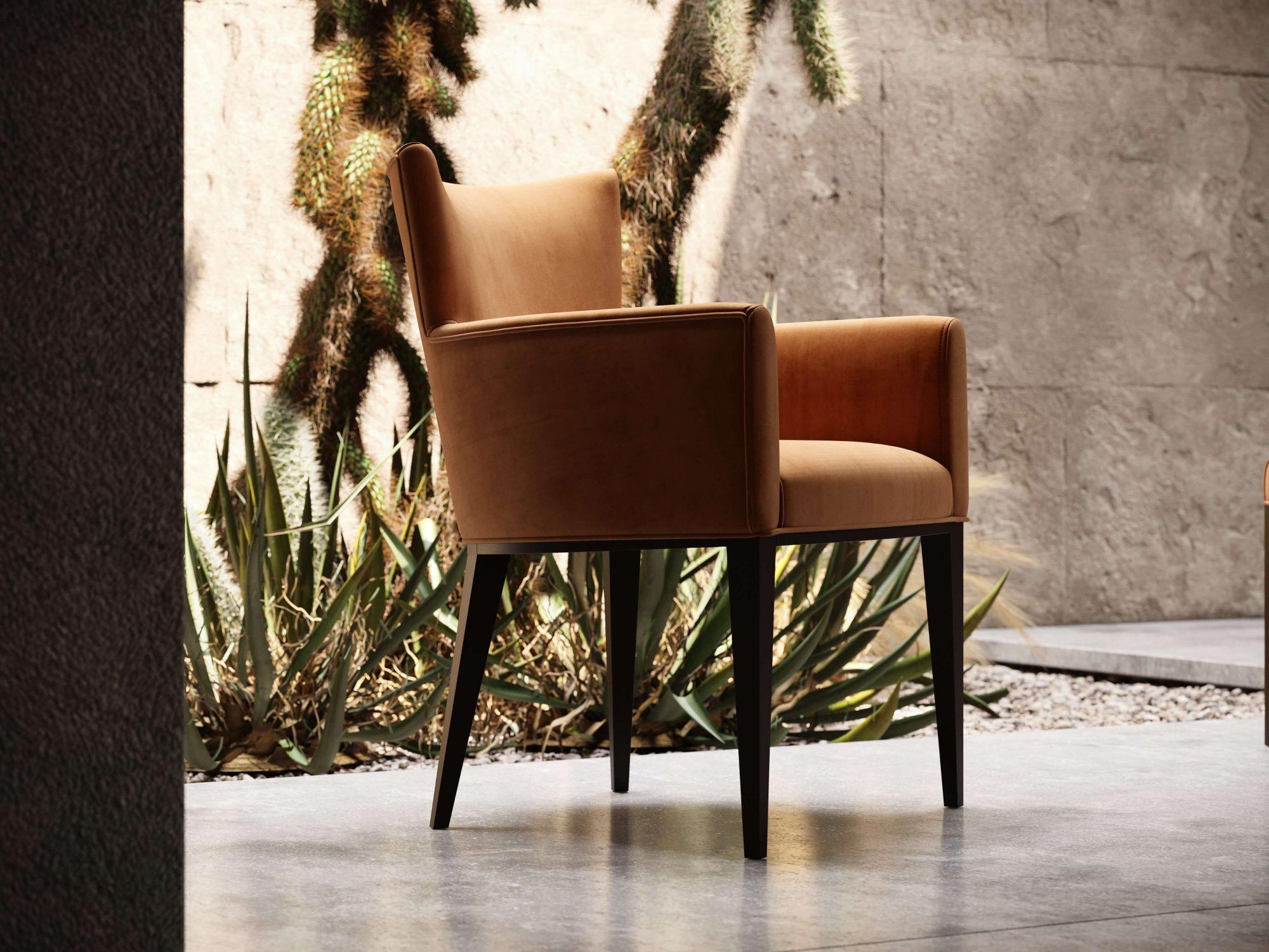 XXIe siècle et contemporain Chaise de salle à manger contemporaine proposée en velours brique en vente
