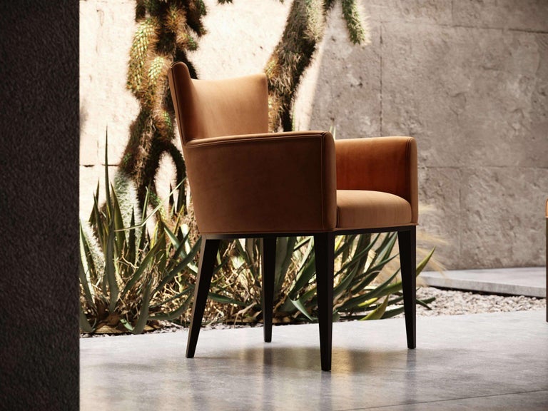 Fabric Contemporary Dining Chair Offered in Brick Velvet For Sale
