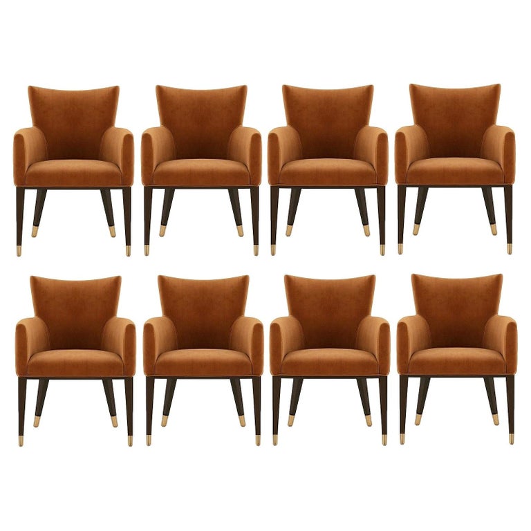 Contemporary Dining Chair Offered in Brick Velvet For Sale 1
