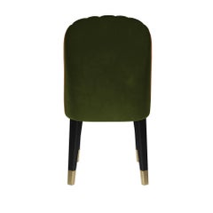 Contemporary Dining Chair in Green Velvet, Sculptural Design, Portugal