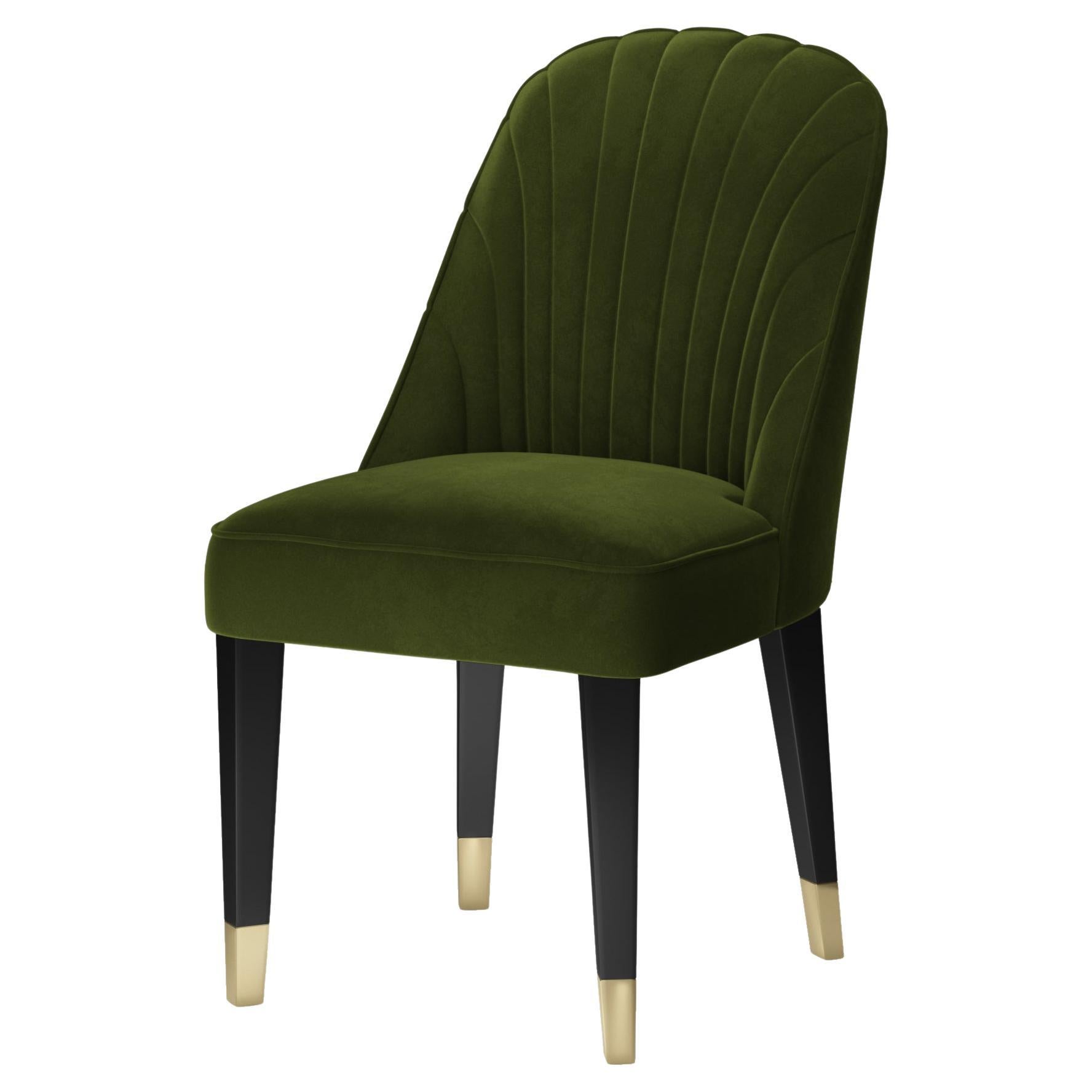 Contemporary Dining Chair Offered in Green Velvet For Sale