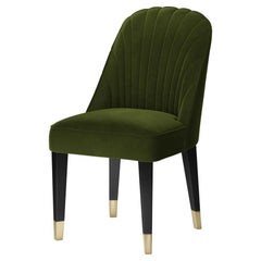 Contemporary Dining Chair Offered in Green Velvet