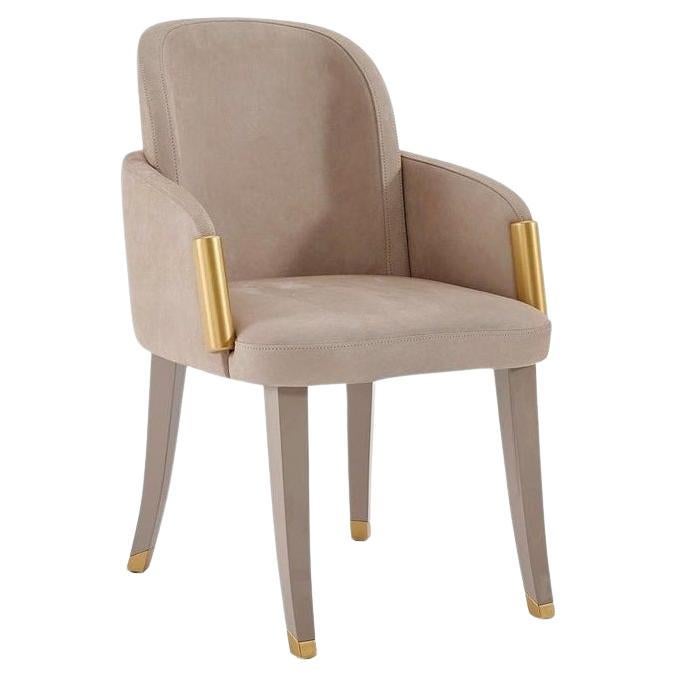 Contemporary Dining Chair Offered in Greige Velvet