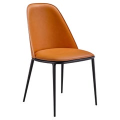Sedia da pranzo contemporanea con sedile e schienale in cuoio