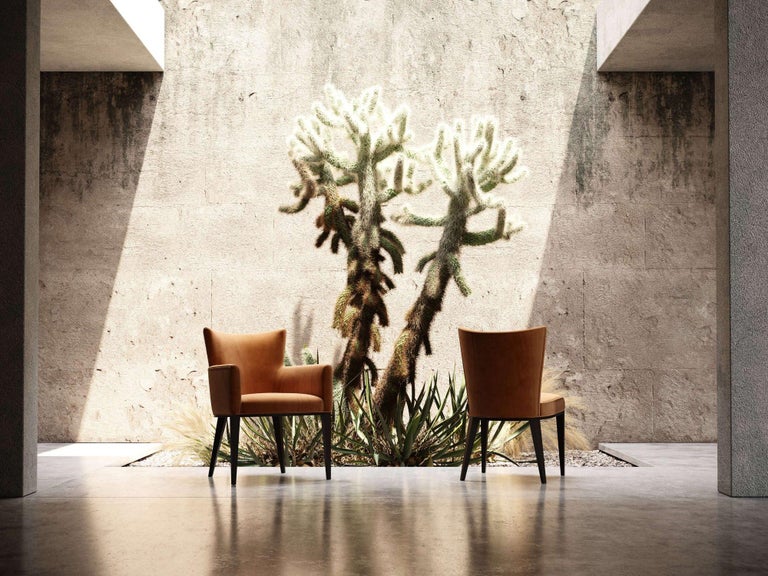 Contemporary Dining Chair Upholstered in Brick Velvet For Sale 1