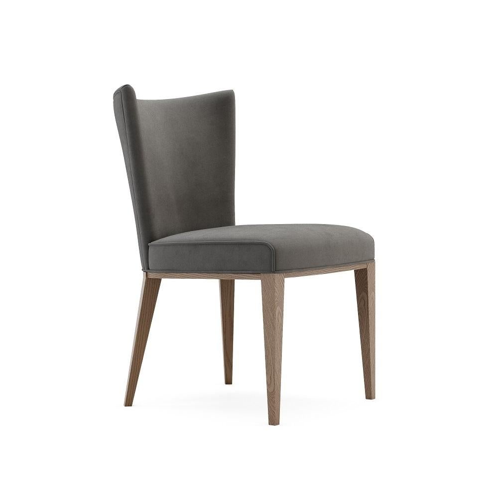 Modern Contemporary Dining Chair Upholstered in Brick Velvet For Sale