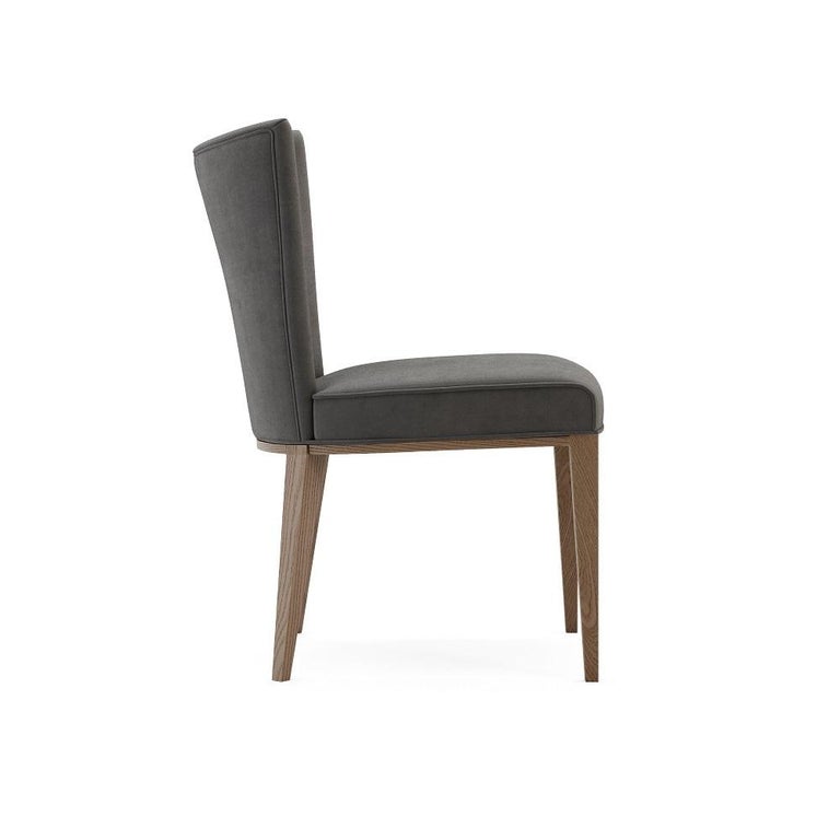 Portuguese Contemporary Dining Chair Upholstered in Brick Velvet For Sale