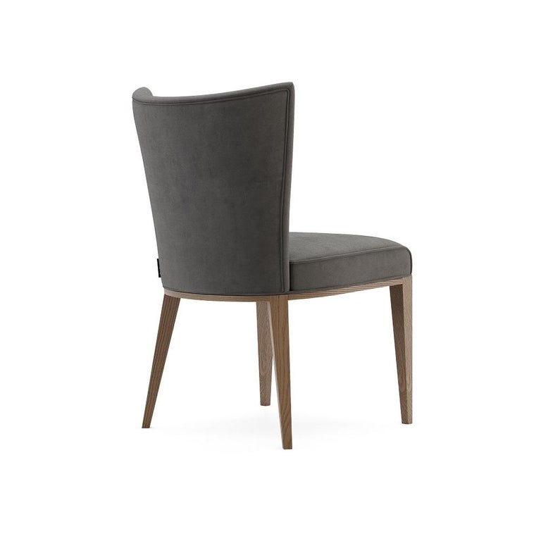 Contemporary Dining Chair Upholstered in Brick Velvet In New Condition For Sale In New York, NY