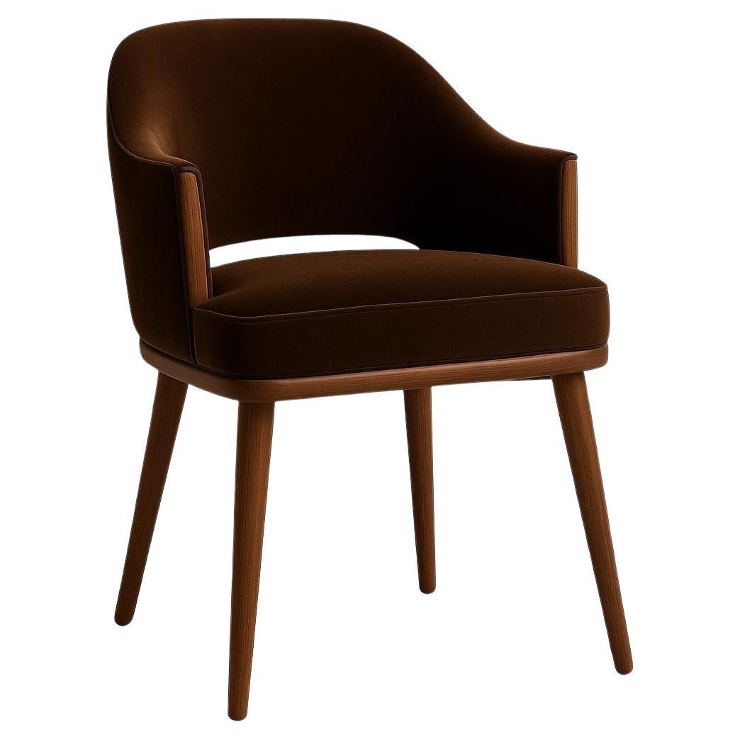 Contemporary Dining Chair Upholstered in Chocolate Velvet