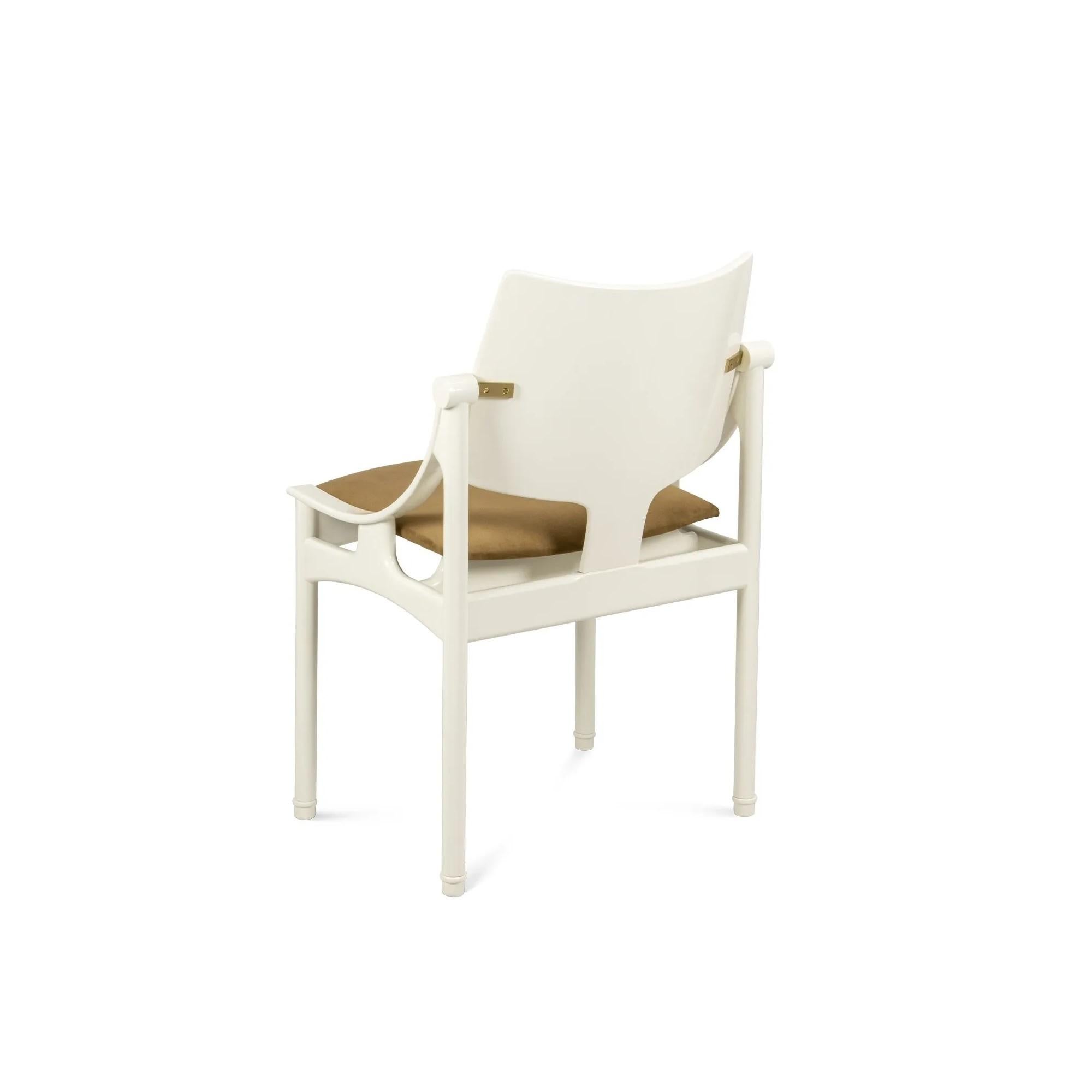 Contemporary Dining Chair Upholstered in Red Velvet  With Custom Lacquer Finish (Moderne) im Angebot