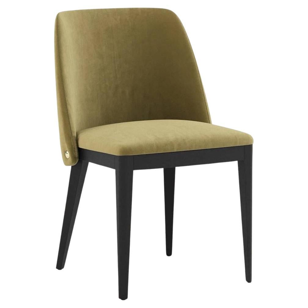 Contemporary Dining Chair, Velvet / Black Oak