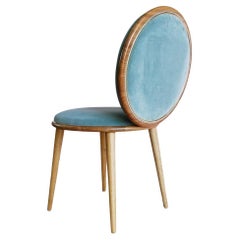 Contemporary Dining Chair, Velvet/Oak W Exposed Vein