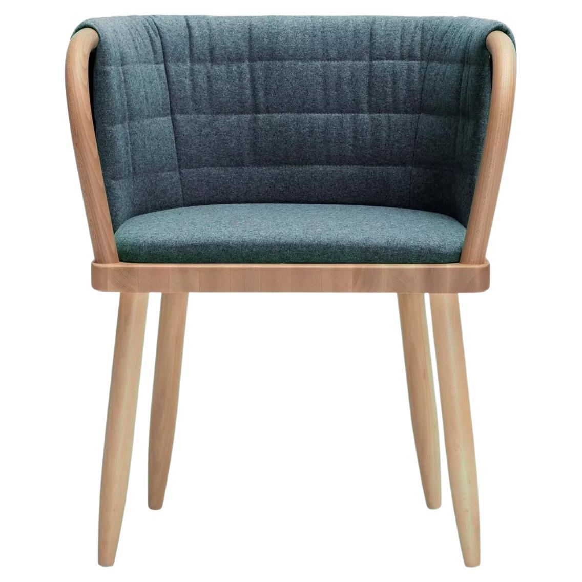 Contemporary Dining Chair with Curved Wooden Arms For Sale