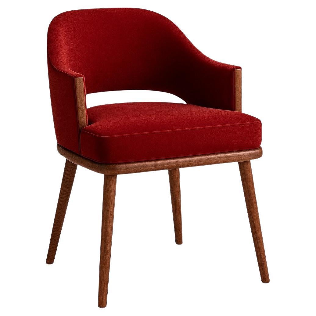 Contemporary Dining Chair, Walnut Frame/Water Repellent Velvet