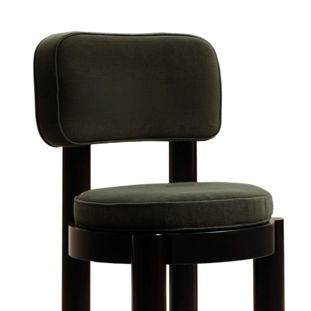Modern Contemporary Dining Chair Wenge Upholstered in Dark Green Velvet & Body Black For Sale