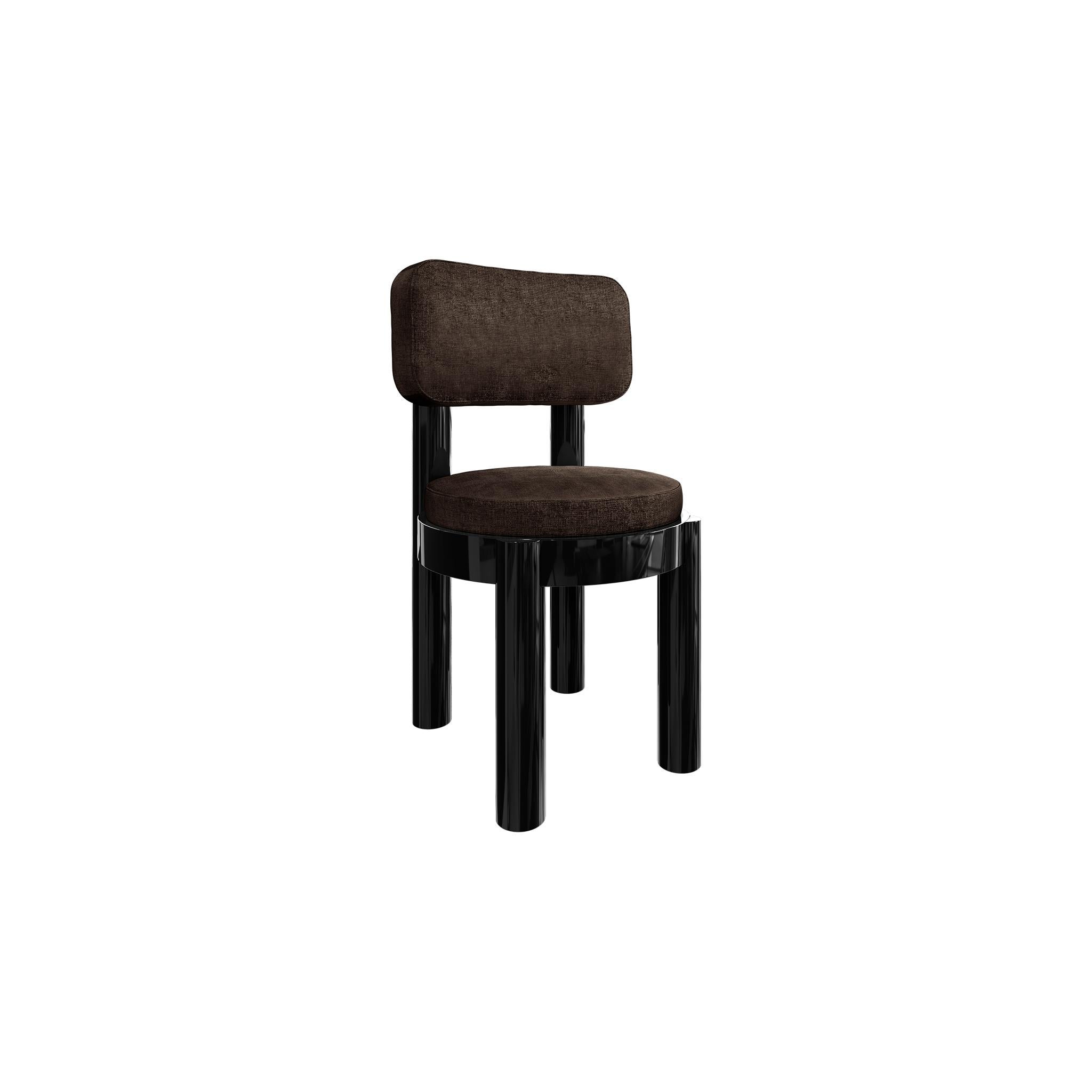 Portuguese Contemporary Dining Chair Wenge Upholstered in Dark Green Velvet & Body Black For Sale