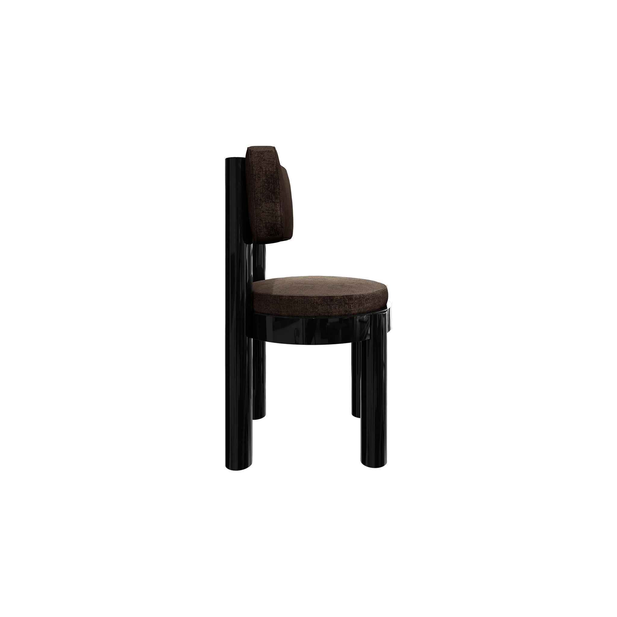 Contemporary Dining Chair Wenge Upholstered in Dark Green Velvet & Body Black In New Condition For Sale In Porto, PT