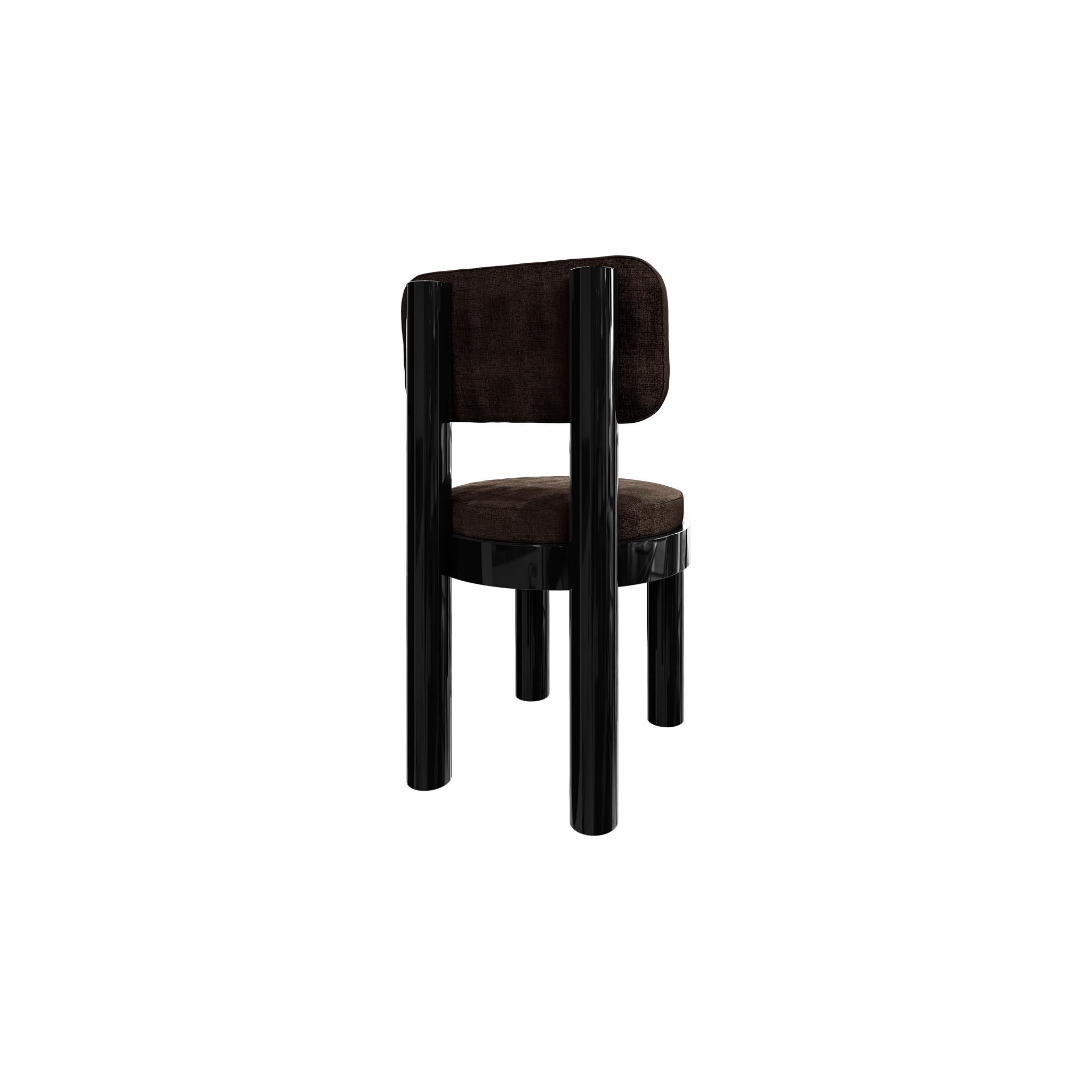 Fabric Contemporary Dining Chair Wenge Upholstered in Dark Green Velvet & Body Black For Sale
