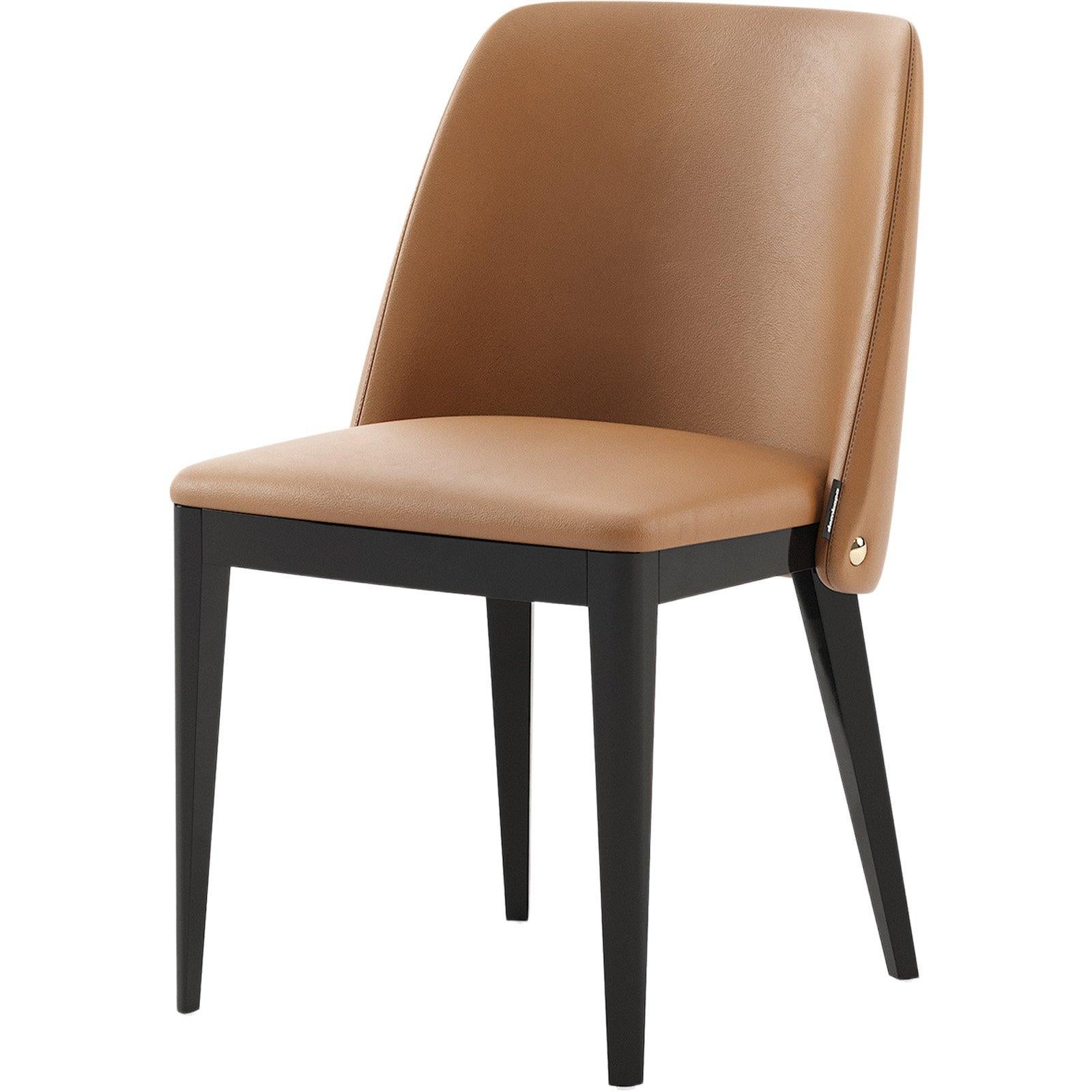Wood Contemporary Dining Chairs, Camel Velvet/Walnut Frame For Sale