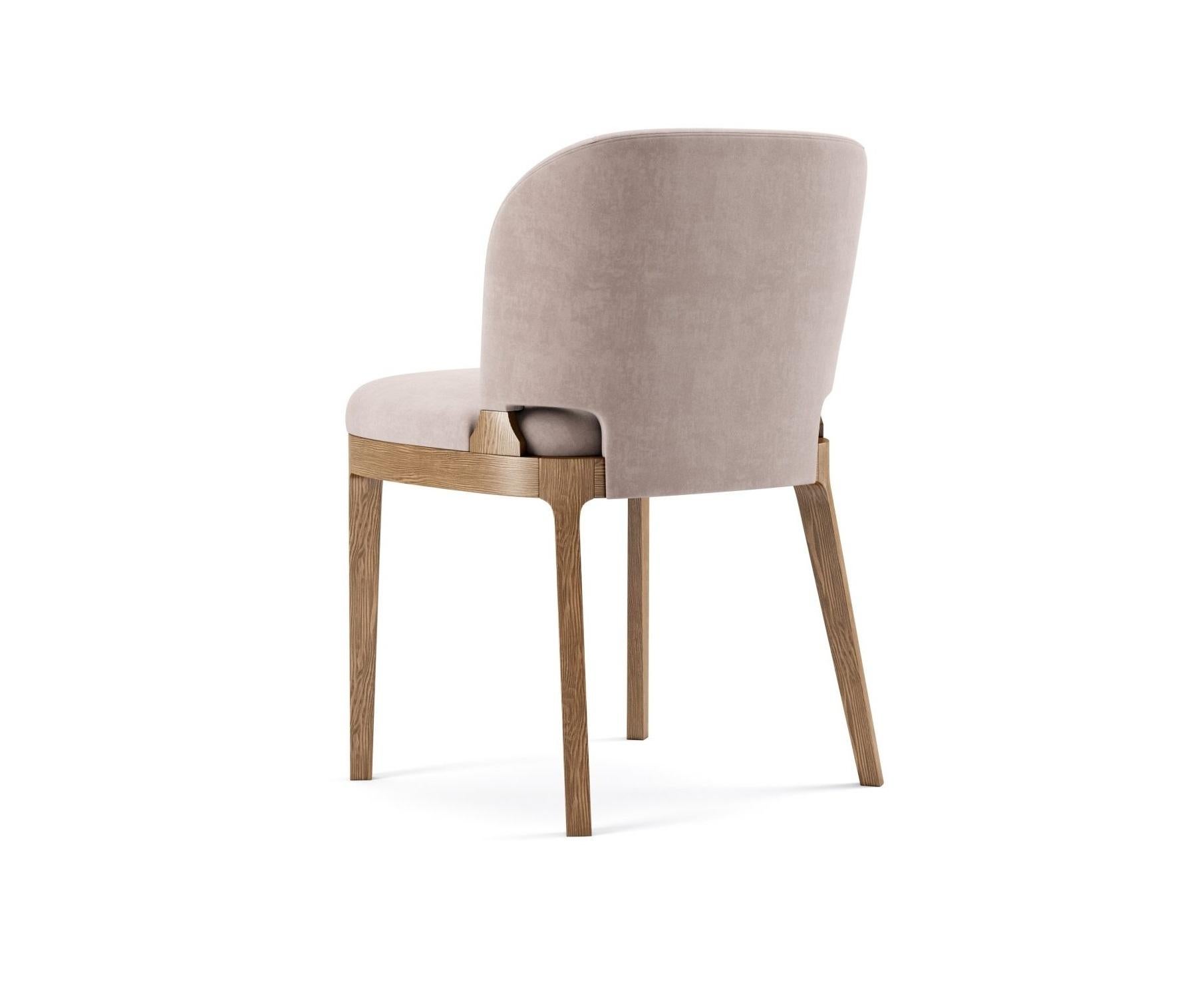 Contemporary Dining Chairs in Atmosphere Grey Velvet/Natural Oak