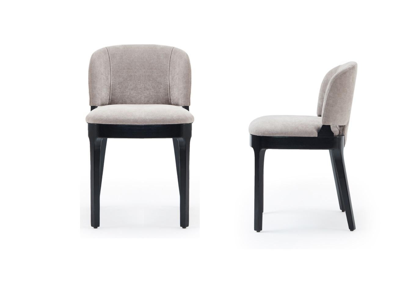 Fait main Ensemble de 8 chaises de salle à manger Atmosphere en velours gris/ chêne naturel en vente