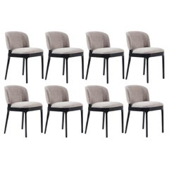 Set of 8 Dining Chairs in Atmosphere Grey Velvet/Natural Oak