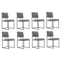 Contemporary Dining Chairs In Geometric Metal Structure In Performance Fabric