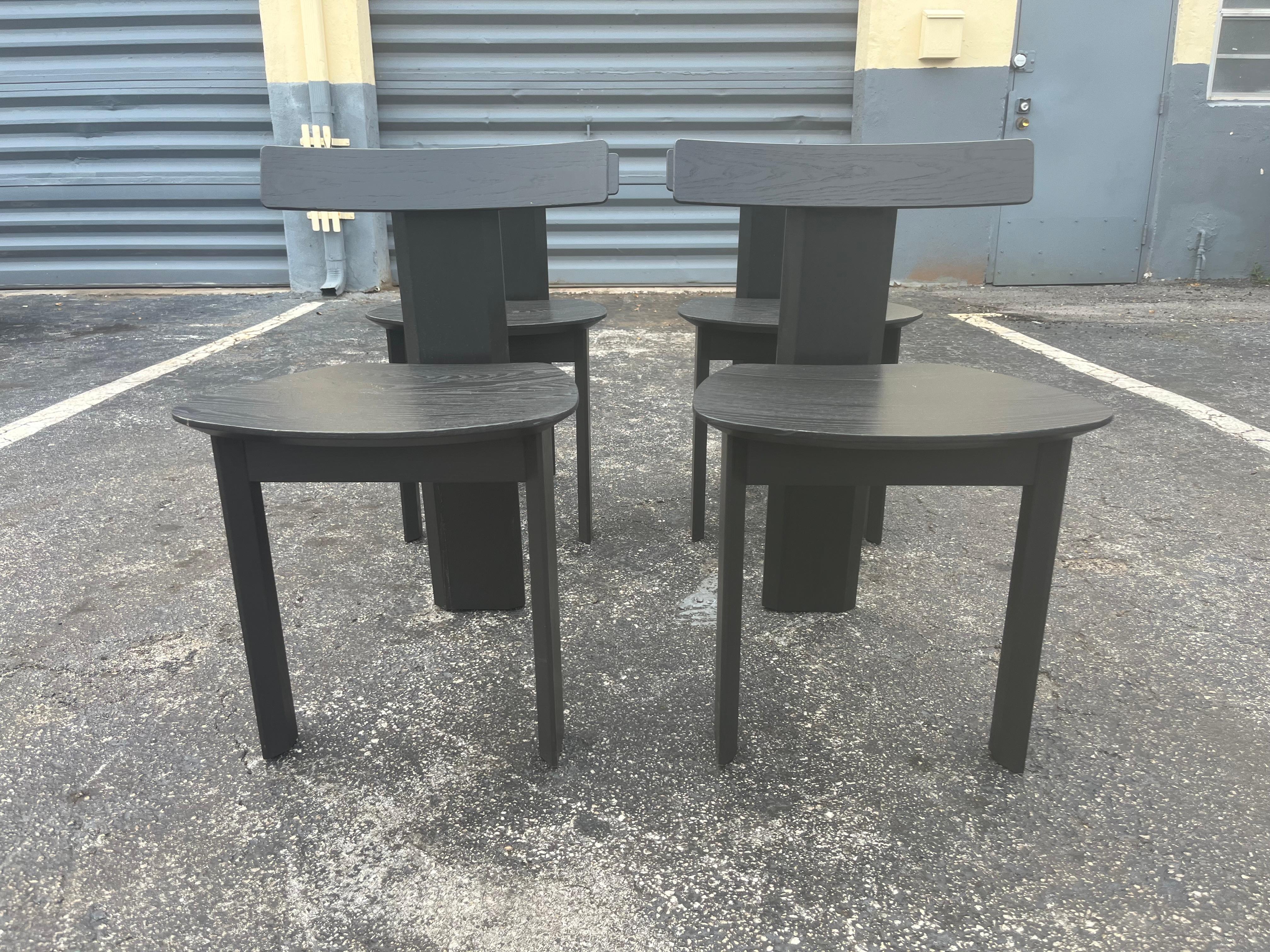 Set of Four Contemporary Dining Chairs MARK by Sebastian Herkner for Linteloo. 
Solid ash wood with gray paint finish. Made in Italy. 