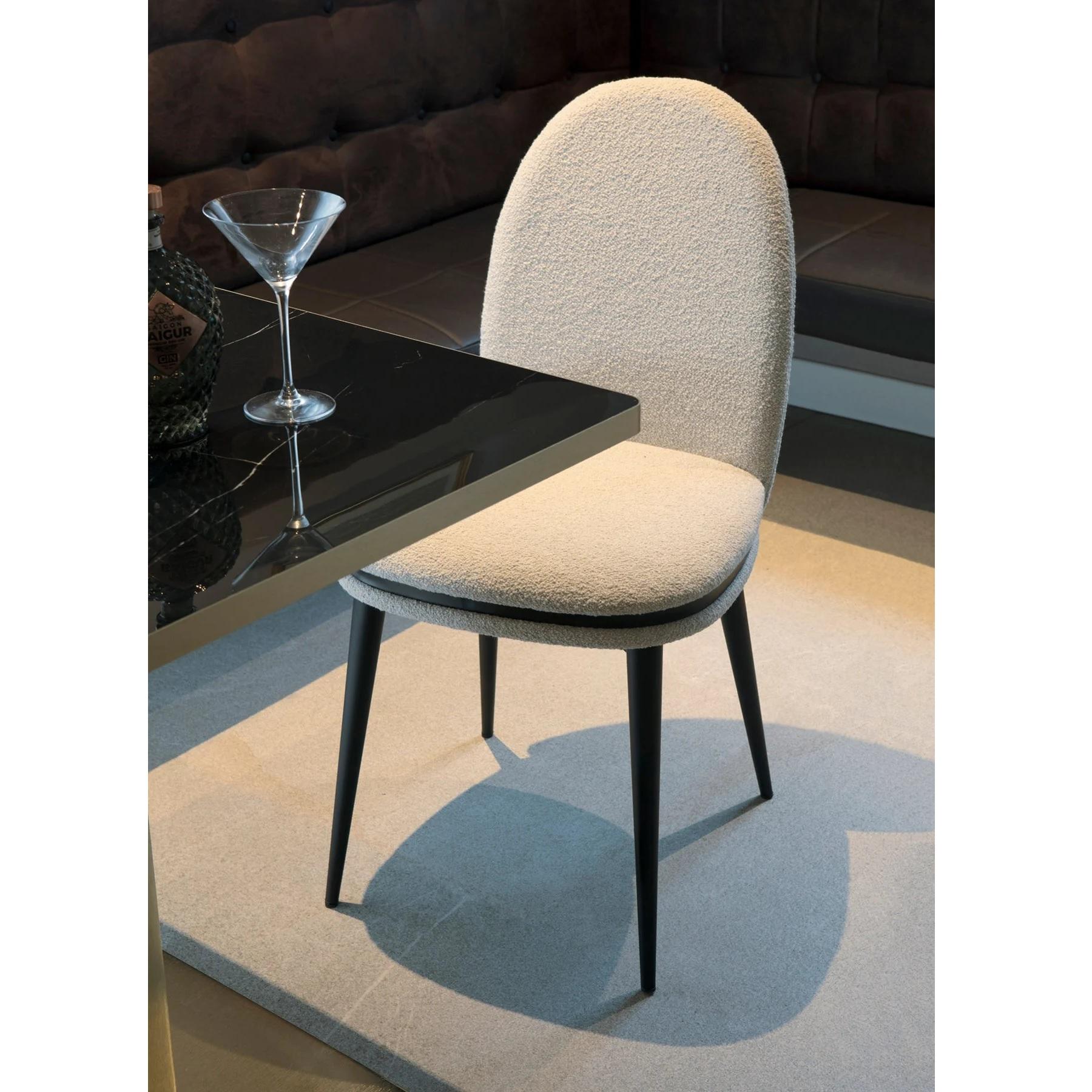 Contemporary Italian Made Dining Chairs Offered in Bouclé, Set of 8 For Sale