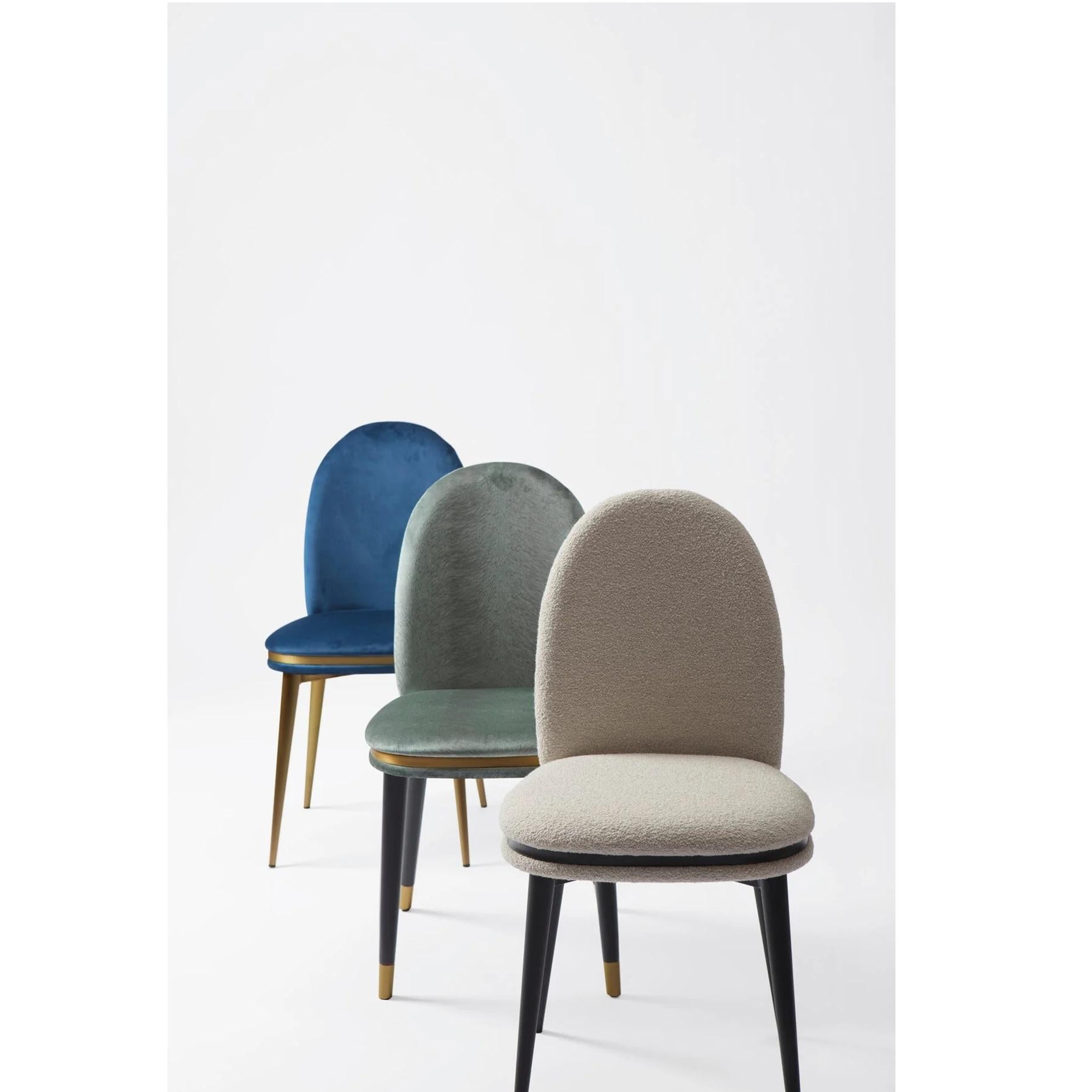 Italian Made Dining Chairs Offered in Bouclé, Set of 8 For Sale 1