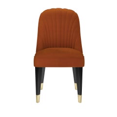 Contemporary Dining Chairs Offered in Caramel Velvet, Set of 8