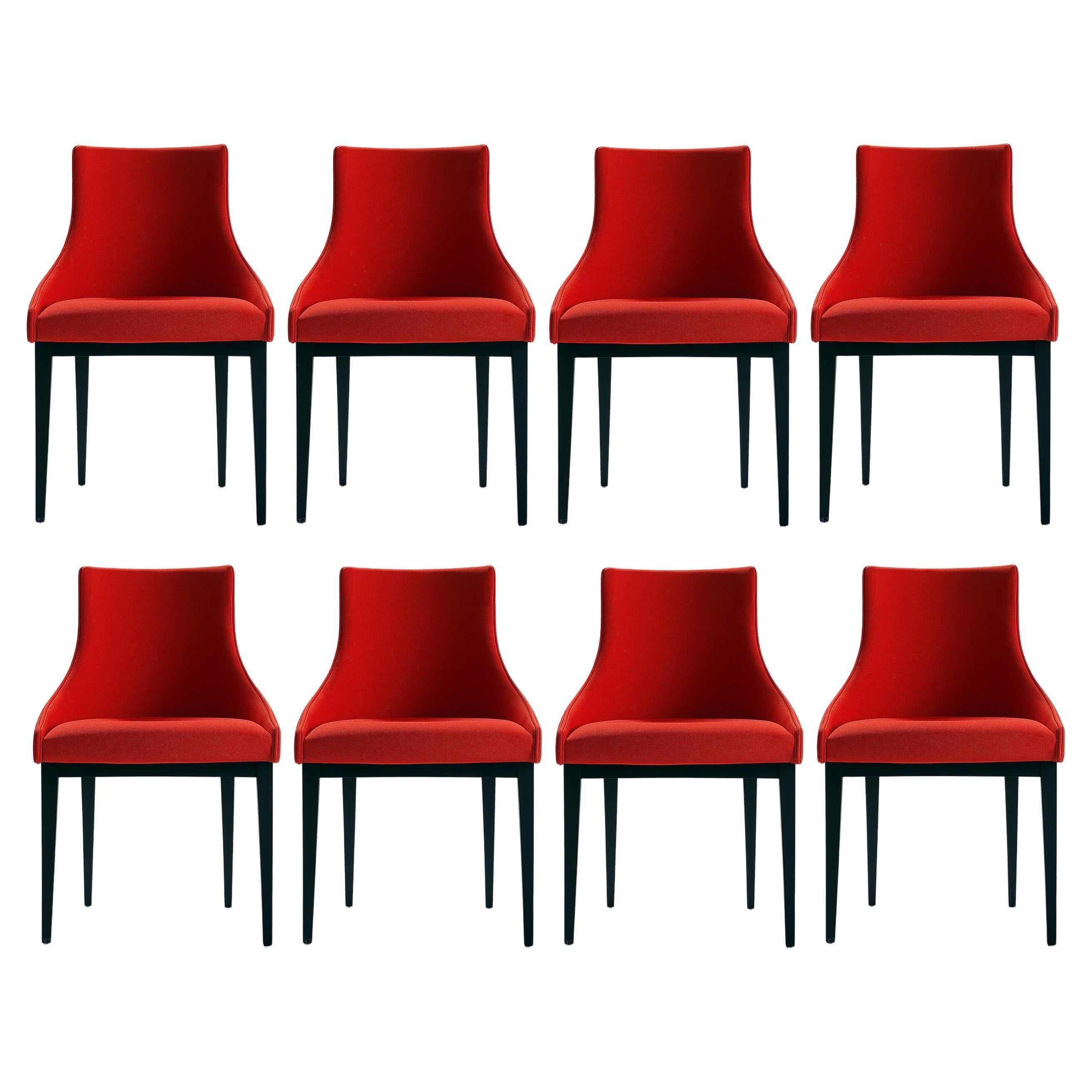 Zeitgenössische Esszimmerstühle aus rotem Samt Angeboten im Angebot