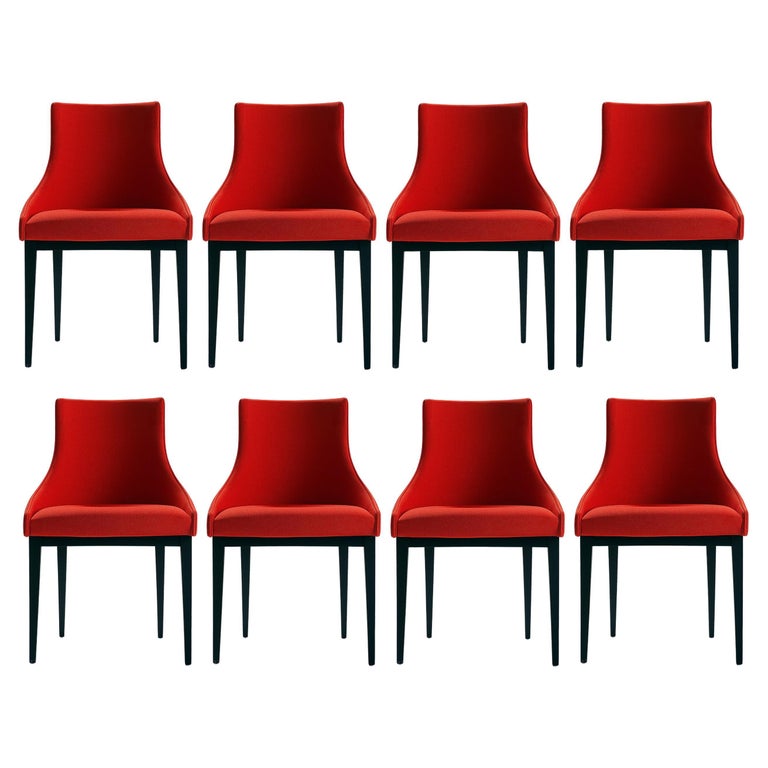 Contemporary Dining Chairs Offered in Red Velvet For Sale at 1stDibs
