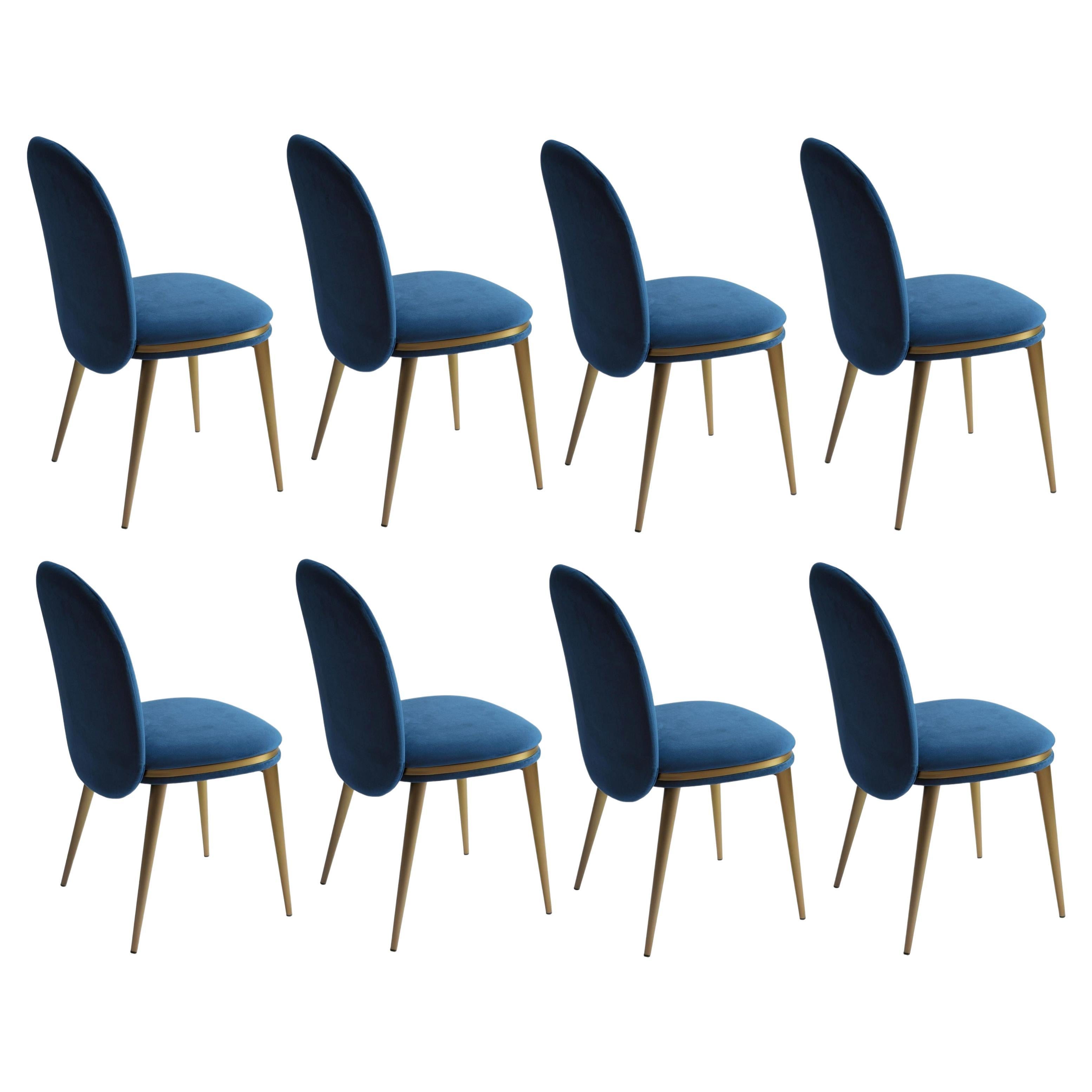 Chaises de salle à manger italiennes sur commande proposées en velours, lot de 8