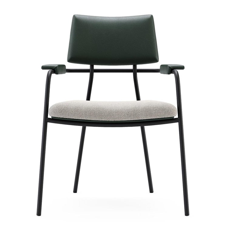 Contemporary Dining Chairs Set of 6, Black Steel Frame/Brushed Gold For