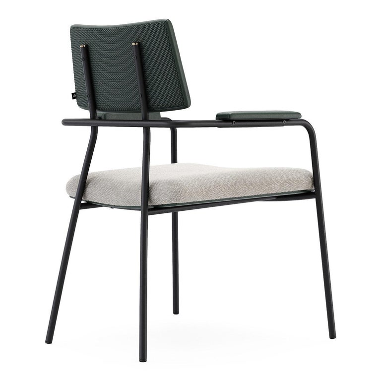 Contemporary Dining Chairs Set of 6, Black Steel Frame/Brushed Gold For