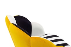 In Stock Contemporary Dining Chairs, Set of 6 in yellow, black and white
