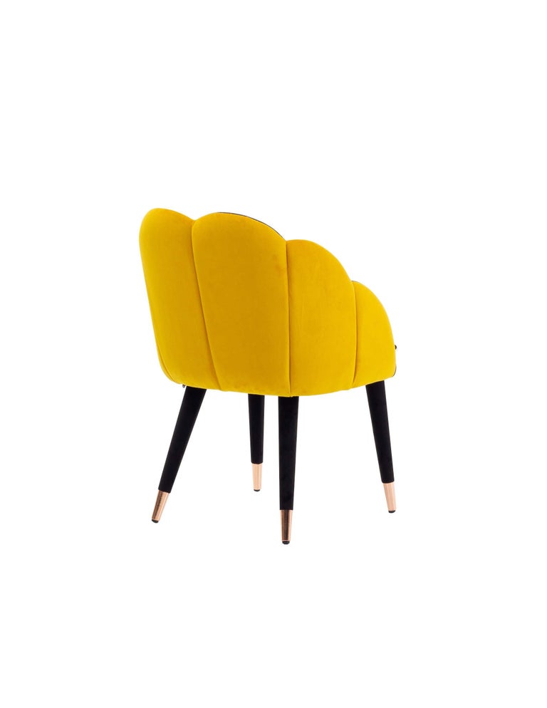 In Stock Contemporary Dining Chairs, Set of 6 in yellow, black and white For Sale at 1stDibs