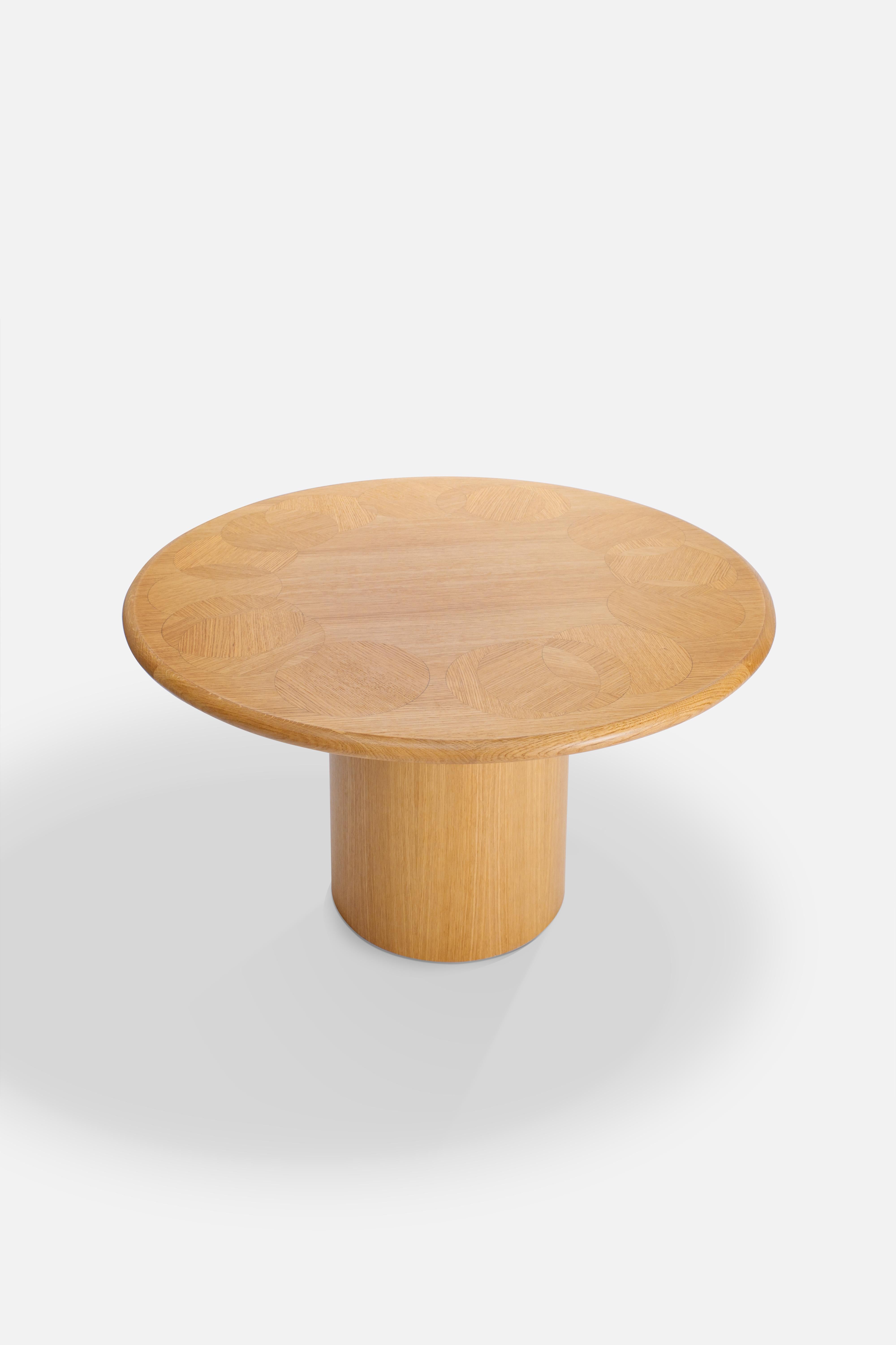 Veneer Contemporary Dining, Living Room Table NaessiStudio for Medulum Oak Wood For Sale