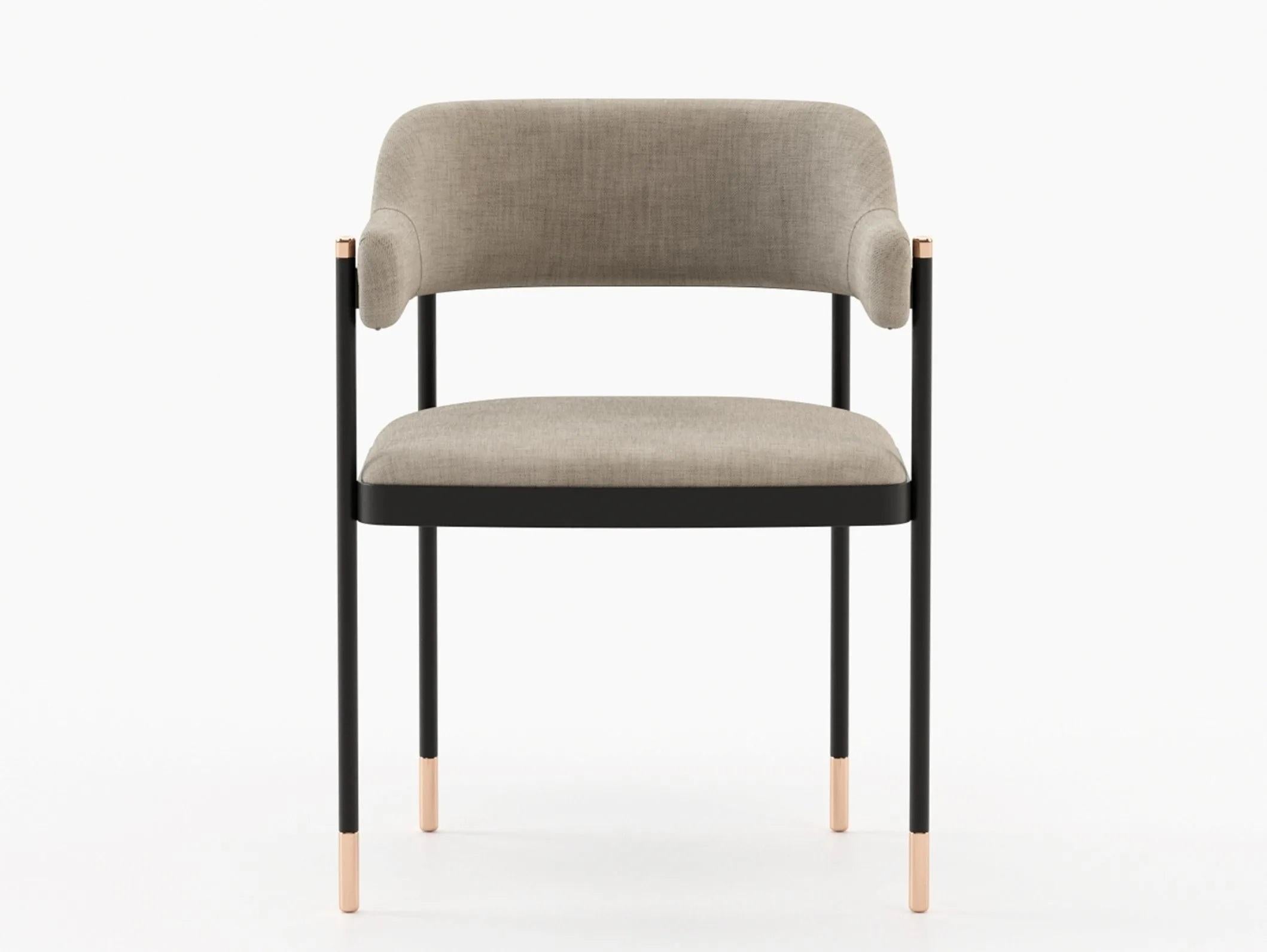 A dining chair that epitomizes contemporary elegance and superior craftsmanship. Designed to seamlessly blend with modern interiors, this chair features a sleek metal structure that provides a robust foundation while exuding a minimalist charm.
Key