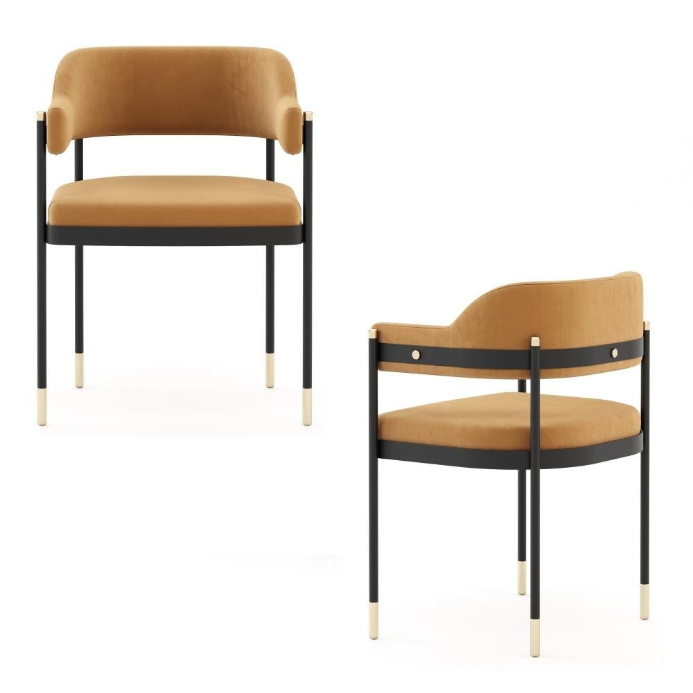 Contemporary Dining or Office Chair with Velvet Upholstery and Metal Structure For Sale 1