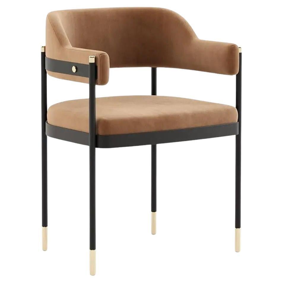 Contemporary Dining or Office Chair with Velvet Upholstery and Metal Structure For Sale
