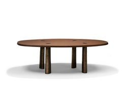 Table de salle à manger contemporaine 'Charles', 240, par Linteloo, noyer et bronze